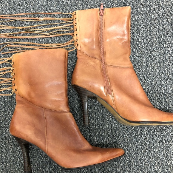 Two Lips Women’s Brown Leather Fringed Boots 7 1/2 - Picture 3 of 8